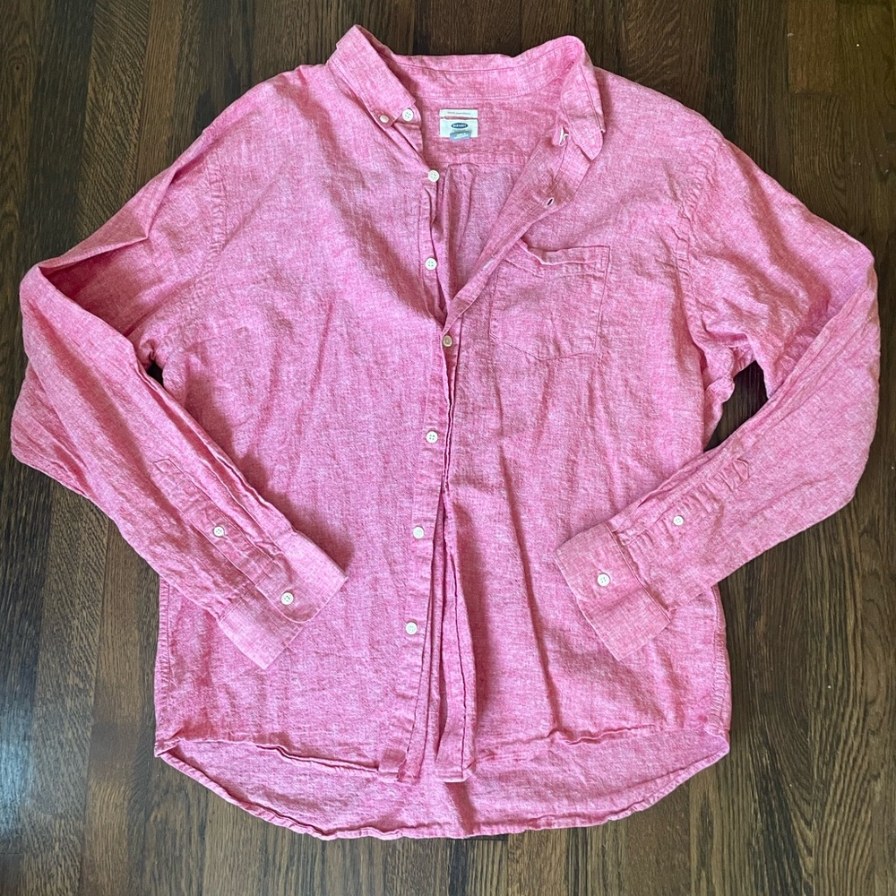 Old navy men’s pink button up shirt size xxl